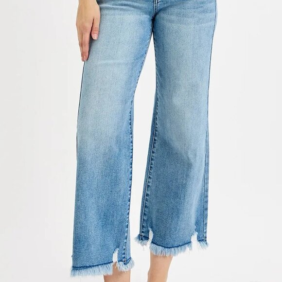 nwt RISEN Full Size Mid Rise Crop Wide Leg Jeans Plus Size - Picture 6 of 6